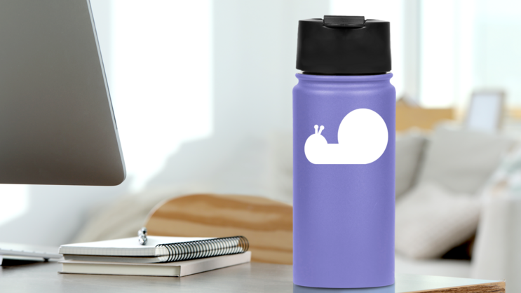 Silly Snail Sticker on a Water Bottle (New) example