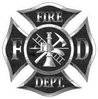 Silver Fireman Maltese Cross Engraved Sticker
