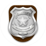 Silver Police Badge On Leather Sticker