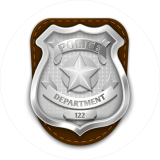 Silver Police Badge On Leather Sticker