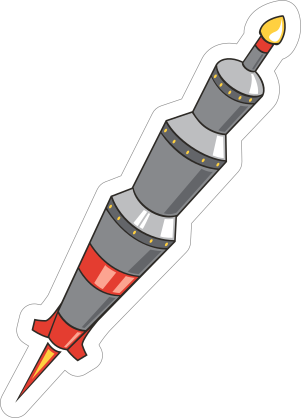 Silver Rocket Mascot Sticker