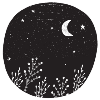 Simple Abstract Night Sky With Moon And Stars Sticker