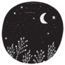 Simple Abstract Night Sky With Moon And Stars Sticker