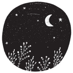 Simple Abstract Night Sky With Moon And Stars Sticker