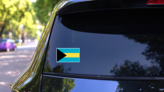 Simple Bahamas Flag Sticker on a Rear Car Window (New) example