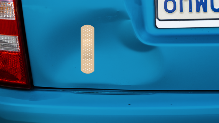 Simple Band Aid Bandage Sticker on a Dented Car example