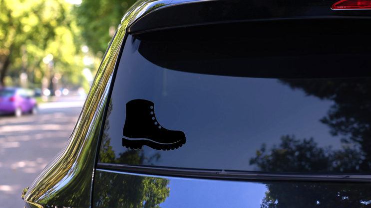Simple Black Army Boots Sticker on a Rear Car Window (New) example