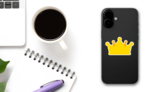 Simple Cartoon Gold Crown Sticker on a Phone (New) example