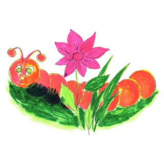 Simple Childrens Drawing Of Caterpillar Sticker