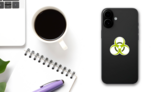 Simple Clean Poison Logo In Green Sticker on a Phone (New) example
