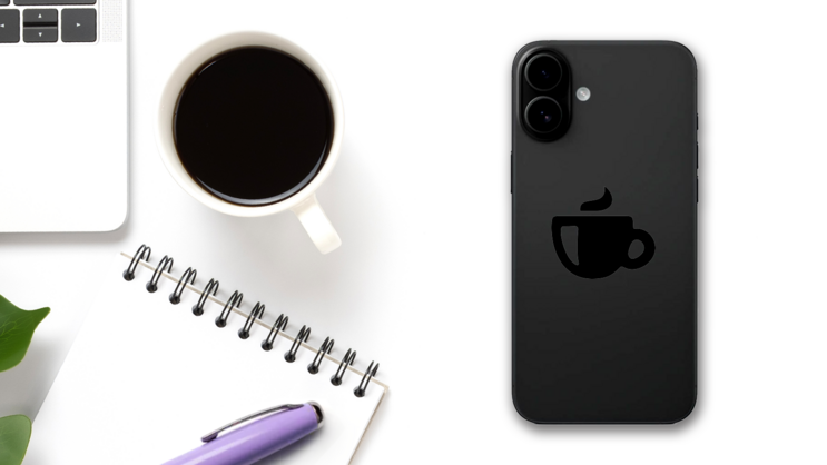 Simple Coffee Mug Sticker on a Phone (New) example
