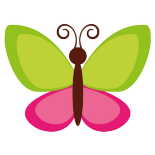 Simple Cute Green and Pink Butterfly Sticker