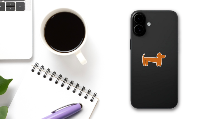 Simple Dachshund Sticker on a Phone (New) example