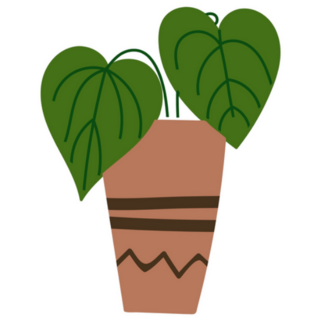 Simple Design of Big Leaf Tropical Potted Plant Sticker