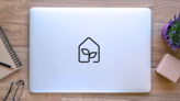 Simple Eco House Icon Transfer Sticker on a Laptop (New) example