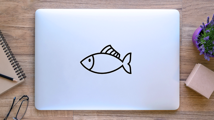 Simple Fish Sticker on a Laptop (New) example