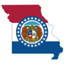 Simple Flag Map Of Missouri With Seal Sticker