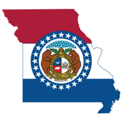 Simple Flag Map Of Missouri With Seal Sticker
