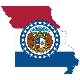 Simple Flag Map Of Missouri With Seal Sticker