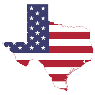 Simple Flat Flag Of USA On State Of Texas Sticker