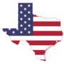 Simple Flat Flag Of USA On State Of Texas Sticker