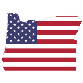 Simple Flat Us Flag Map Of Oregon, Usa Sticker