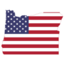 Simple Flat Us Flag Map Of Oregon, Usa Sticker