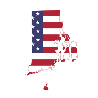 Simple Flat Us Flag Map Of Rhode Island, Usa Sticker