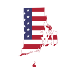 Simple Flat Us Flag Map Of Rhode Island, Usa Sticker