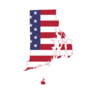 Simple Flat Us Flag Map Of Rhode Island, Usa Sticker