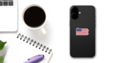 Simple Flat Us Flag Map Of The Federal State Of Pennsylvania Sticker on a Phone (New) example