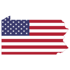 Simple Flat Us Flag Map Of The Federal State Of Pennsylvania Sticker
