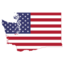 Simple Flat Us Flag Map Of The Federal State Of Washington Sticker