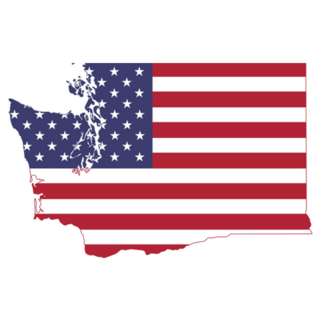 Simple Flat Us Flag Map Of The Federal State Of Washington Sticker