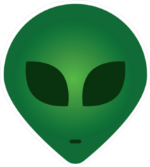 Simple Green Alien Face Sticker