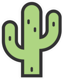 Simple Green Cartoon Cactus Sticker