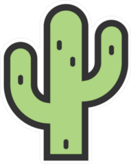 Simple Green Cartoon Cactus Sticker