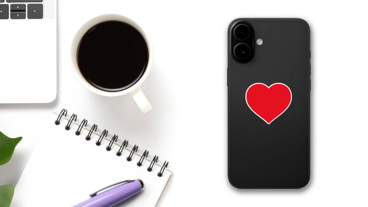 Simple Heart Love Sticker on a Phone (New) example