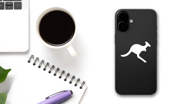 Simple Kangaroo Sticker on a Phone (New) example