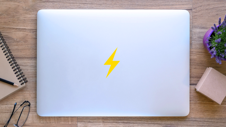 Simple Lightning Bolt Sticker on a Laptop (New) example