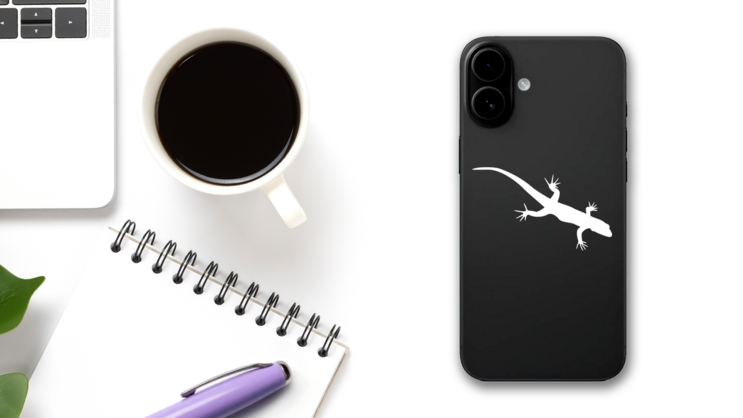 Simple Lizard Gecko Sticker on a Phone (New) example