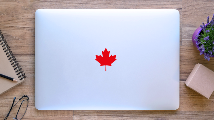 Simple Maple Leaf Icon on a Laptop (New) example