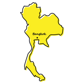 Simple Outline Map Of Thailand Yellow Sticker