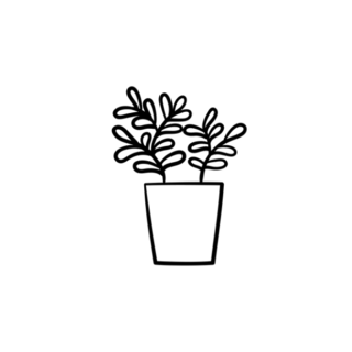 Simple Outline of a Ficus Indoor Plant Transfer Sticker