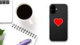 Simple Red Heart Sticker on a Phone (New) example