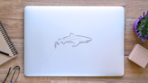 Simple Shark Outline Sticker on a Laptop (New) example
