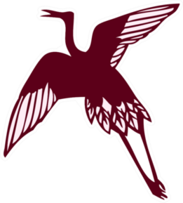 Simple Silhouette Material Of Crane Maroon Sticker