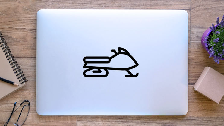 Simple Snowmobile Sticker on a Laptop (New) example