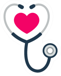 Simple Stethoscope Icon With Heart Shape Sticker