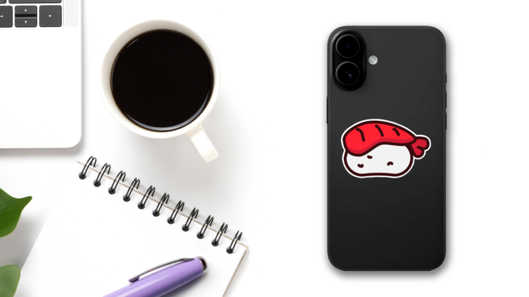 Simple Sushi Icon Sticker on a Phone (New) example